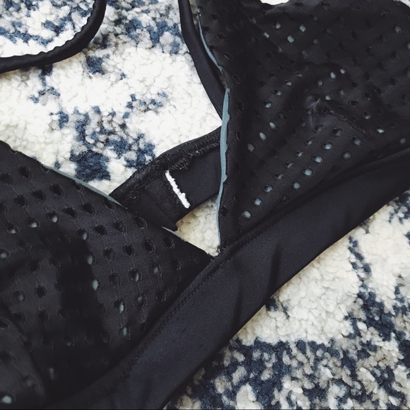 Loli’i Swim black gray mesh triangle top - Picture 2 of 6